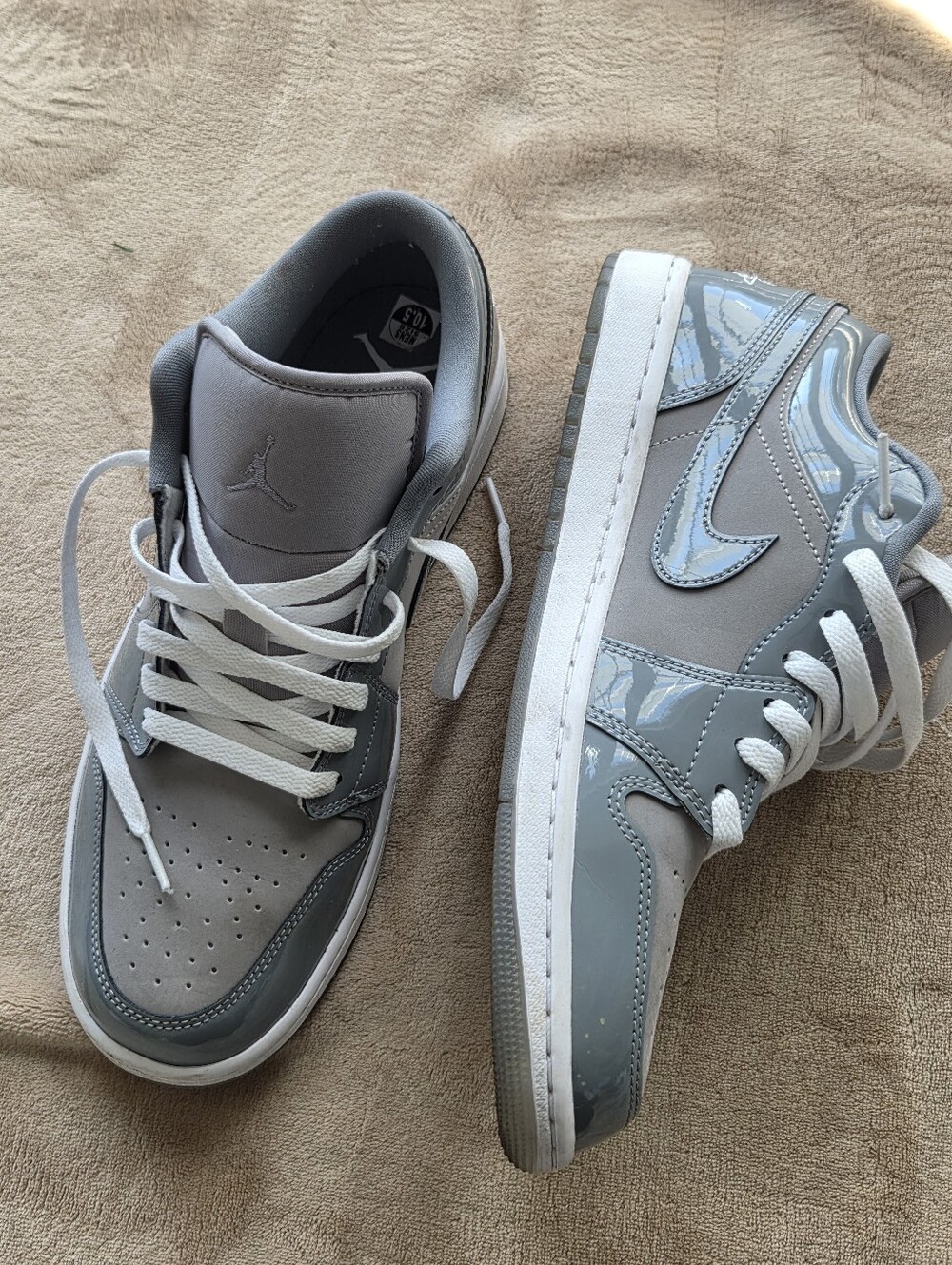 Air Jordan 1 Low Patent Cool Grey Mens Basketball Shoes